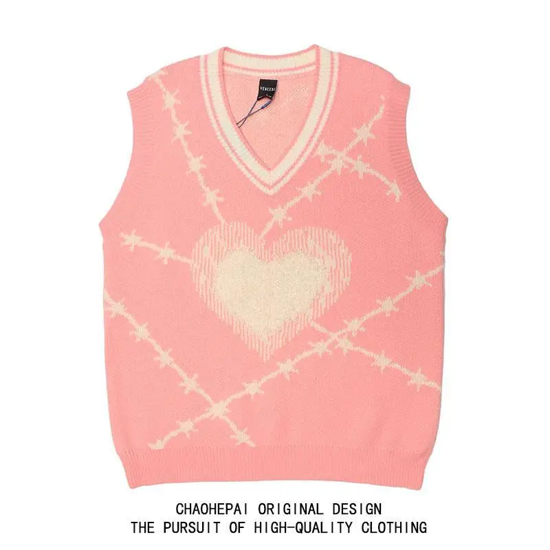 Жилет в ретро-стиле с V-образным вырезом полоску |