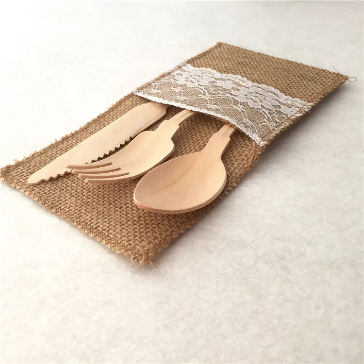 30 шт. набор деревянных столовых приборов одноразовая посуда вилки ножи ложки