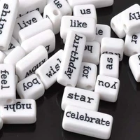 fashion white color different size square loose diy acrylic alphabet letter beads with hole 50 pieces nb181