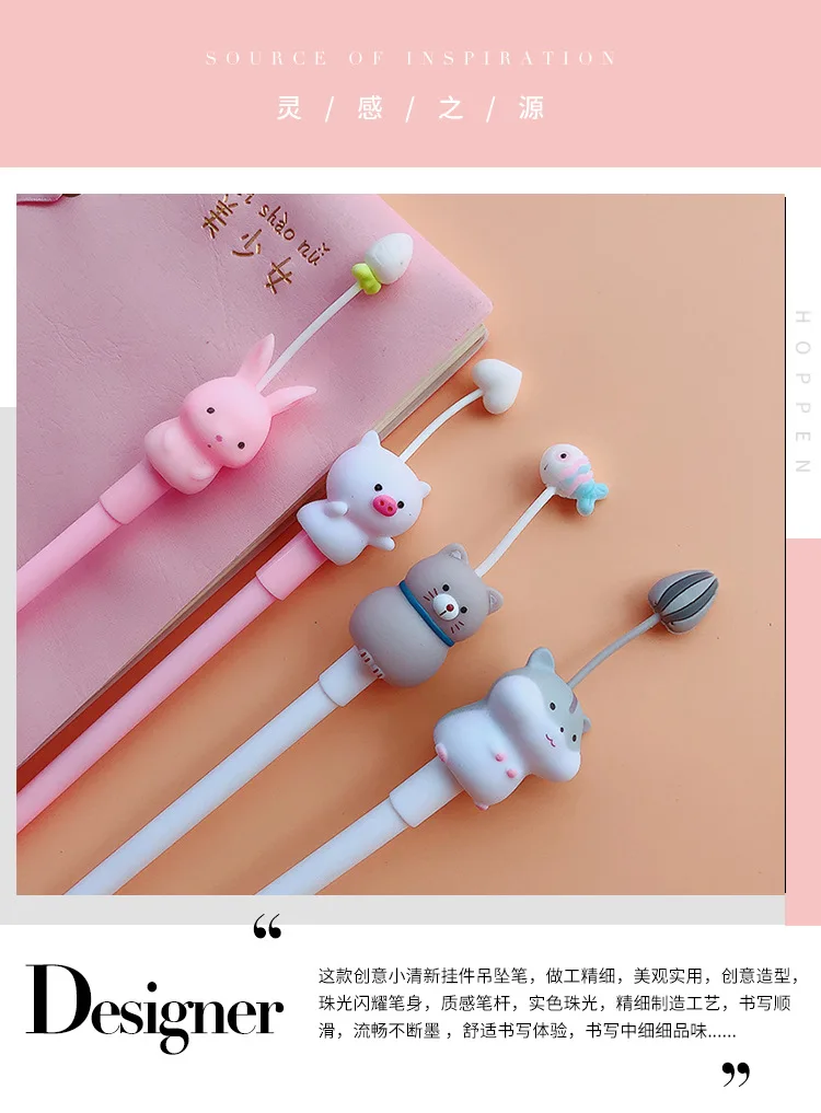 4 штуки в партии Kawaii мягкие животные Кошка Кролик Хомяк гелевая ручка подпись ручка Эсколар. школьные канцелярские товары поощрительный подарок