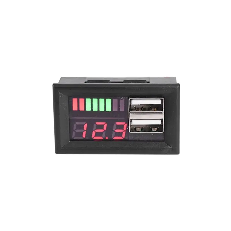 

Red LED Digital Display Voltmeter Mini Voltage Meter Battery Tester Panel for DC 12V Cars Motorcycles Vehicles USB 5V2A Output