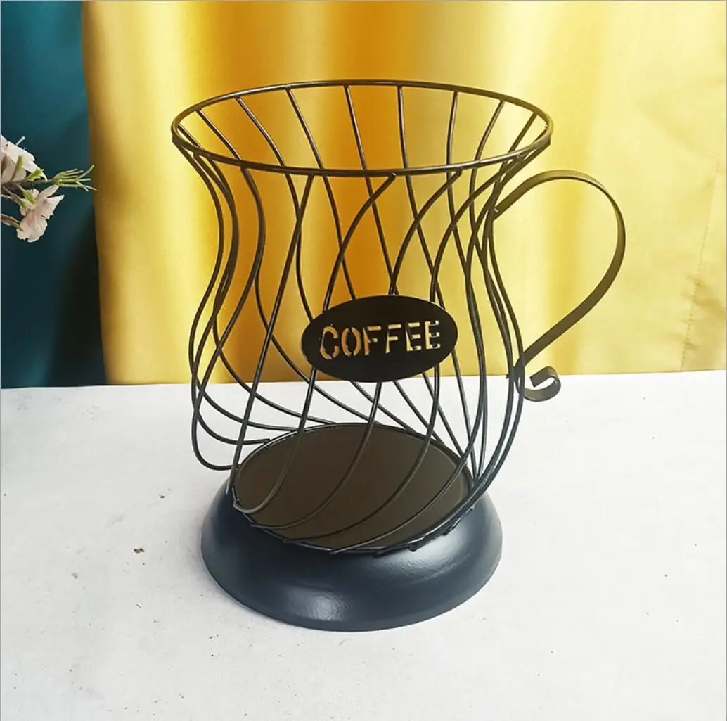 

Coffee Capsule Universal Storage Basket Coffee Cup Basket Vintage Coffee Pod Organizer Holder Black For Home Cafe Hotel H0147