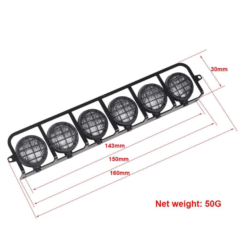 

LED Roof Lamp Metal Light Bar for 1/10 Axial SCX10 90046 D90 Traxxas TRX4 Redcat GEN8 RC Crawler Car