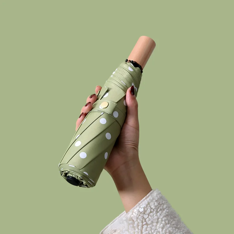 Высококачественные складные зонты в черную точку с подвесками от дождя и УФ