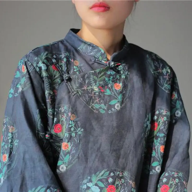 Женские винтажные рубашки с геометрическим принтом Johnature свободные