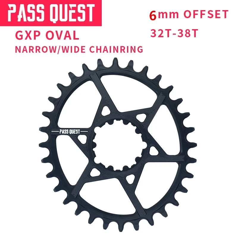 

PASS QUEST GXP MTB Chainring 32T-38T 6mm Offset Narrow Wide Mountain Bike Chainwheel for Sram GX XX1 eagle X01 X9 Bicycle crank