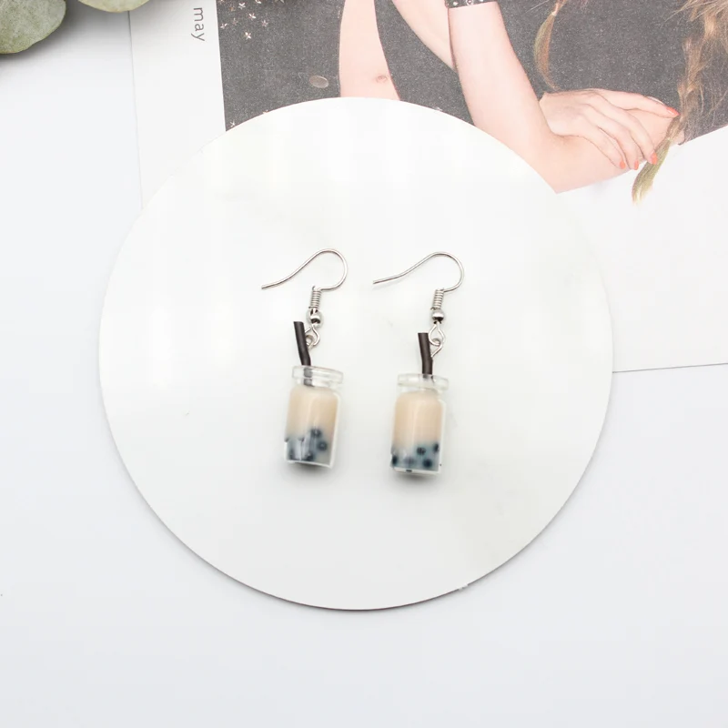 Забавные уникальные висячие серьги в виде пузырьков чая индивидуальные из смолы
