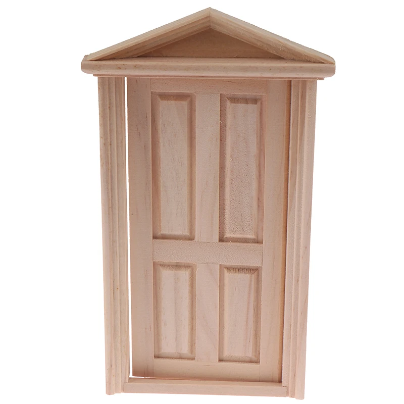 

New DIY Wooden Spire Door Doll house Accessories Pretend Play Toy for kids 1:12 Doll House door Furniture Simulation Miniatures
