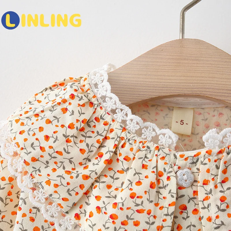 

LINLING 2021 Summer Women's Printed Long Sleeved Shirt Spring Cotton Striped Bottoming Shirt Casual Cute Baby Girl Clothes V809