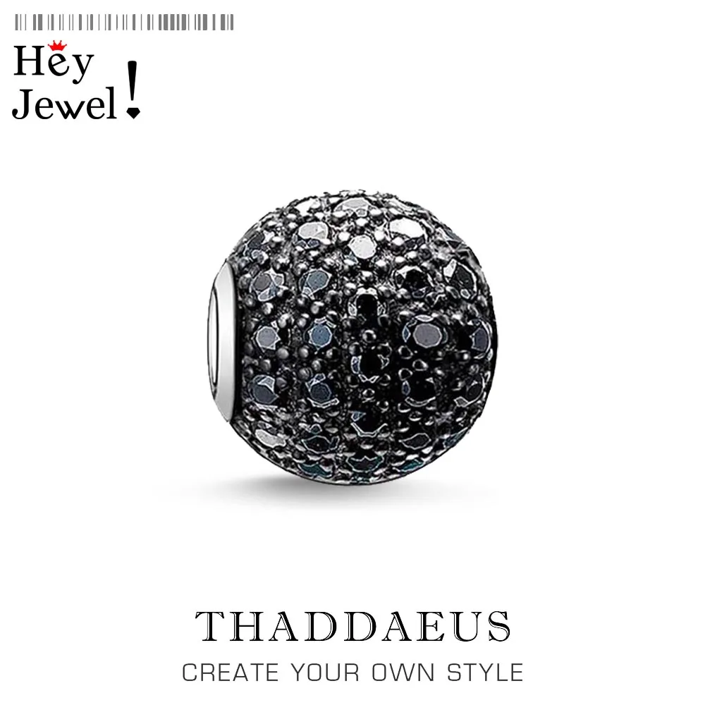 

Black Crystal Zircon Stone Micro Pave Ball Charm Bead For Women DIY Fine Jewelry Making Europe Fashion Bead
