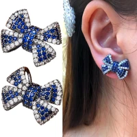 sweet romantic korean style cute bow knot earrings for women bridal wedding girl daily fine romantic jewelry high quality