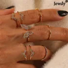 Набор романтических женских колец в богемном стиле, элегантное кольцо с сердечком и бабочкой под золото, модные вечерние ювелирные украшения для женщин, 2020