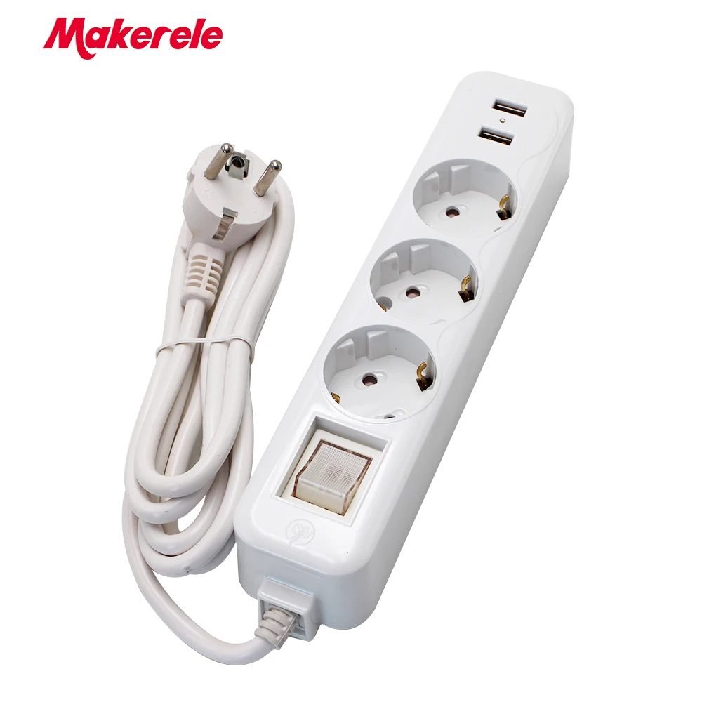 Удлинитель Makerele с 2 USB портами 16 А 250 В 5 В|Электрические розетки| |