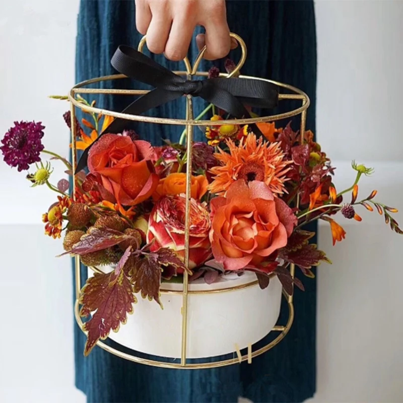 Железные художественные Цветочные украшения в виде клеток Портативная