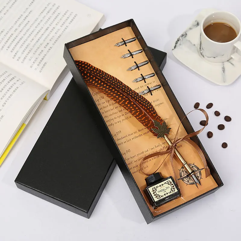 Новая ручка с изящными перьями индивидуальный дизайн подарочная коробка