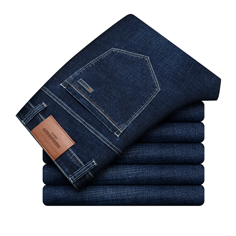 Мужские узкие джинсы из мягкого хлопка эластичные брюки карандаш синего и