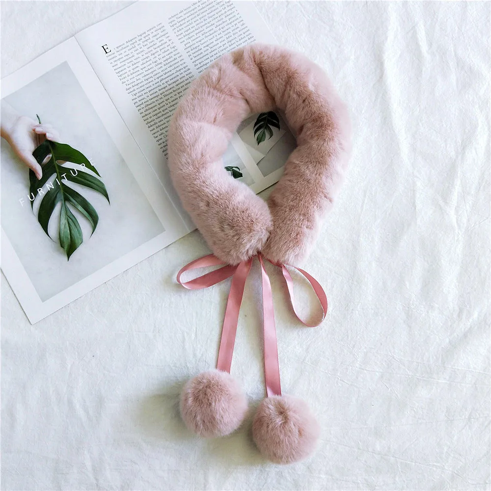 8 Pink Зимний теплый шарф-кольцо, плюшевый шарф-Кольцо из искусственного меха норки, однотонный воротник, женская зимняя мягкая для шеи теплые шарфы - Цвет: 8 Pink