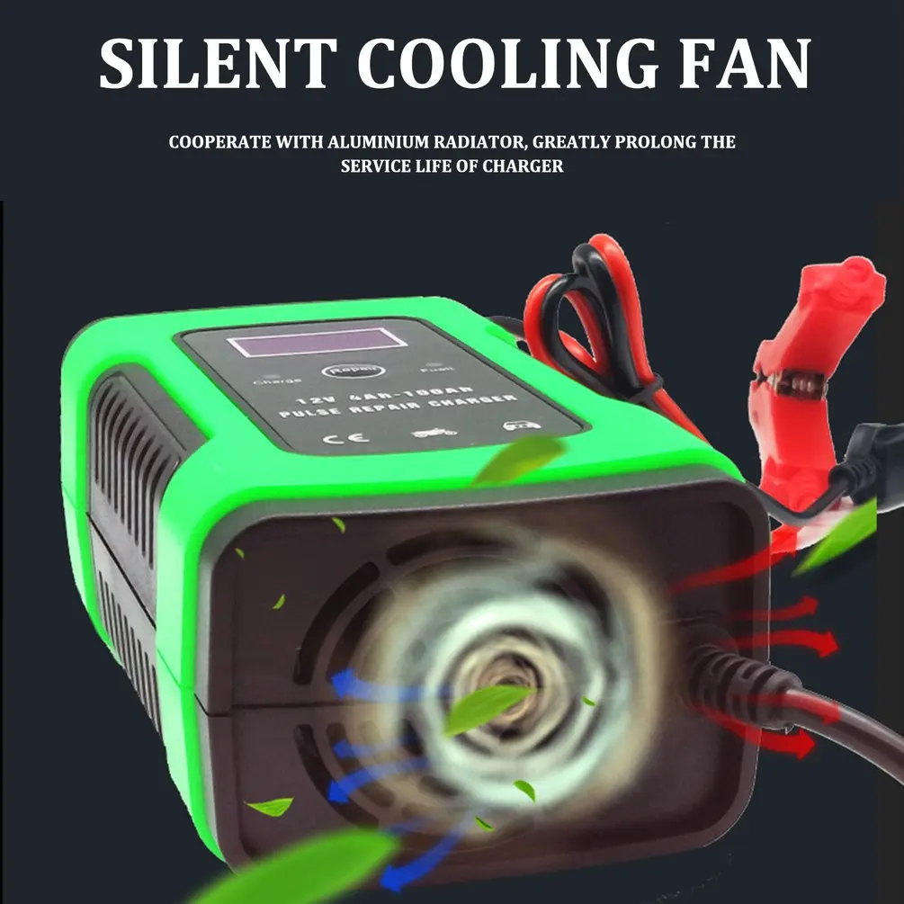 

Green Car Battery Charger Automobile Motorcycle Intelligent Pulse Repair 12V 5A LCD Motocycle Battery Charging Device
