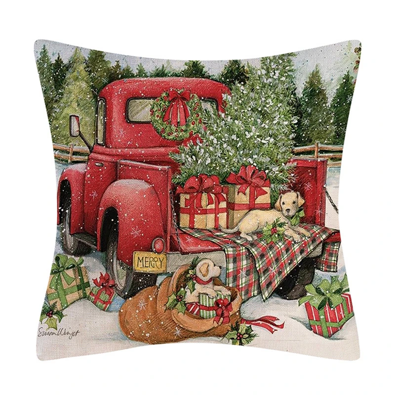 Диванная подушка Счастливого Рождества Декор для дома Санта Клаус льняная