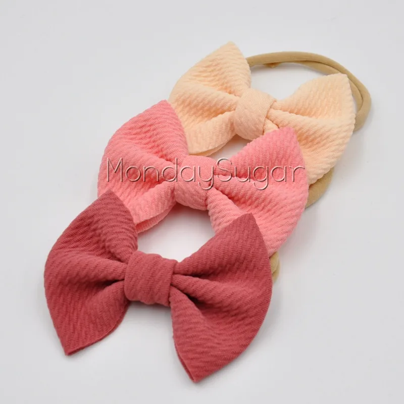 140pcs/lot Waffle Hair Bow Headband Handmade Fabric Soft Nylon Band Infant Accessory | Детская одежда и обувь