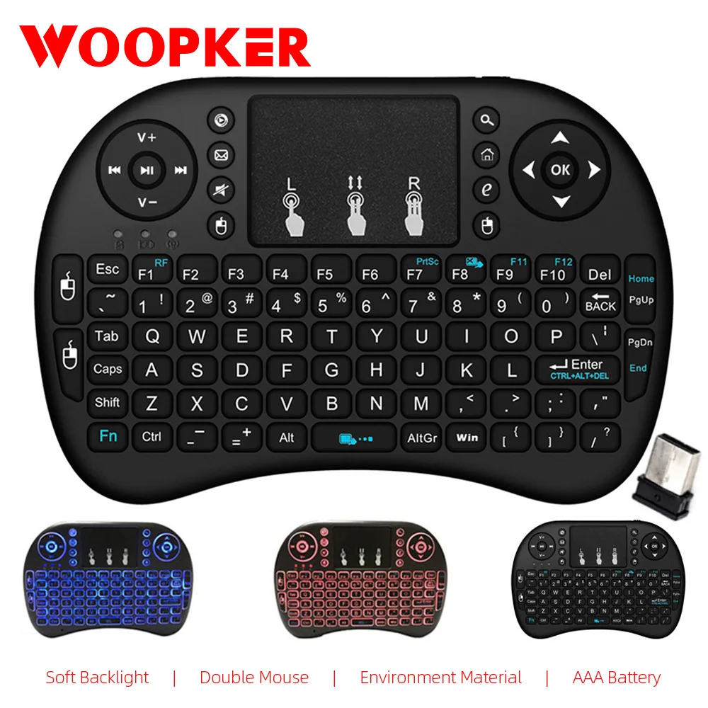 Best Teclado inalámbrico retroiluminado i8 Air Mouse para Android TV, panel táctil alimentado por batería AAA, para Smart TV BOX, PC, mando a distancia