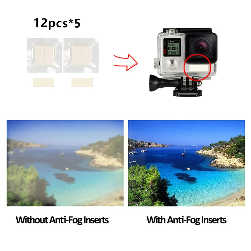 Противотуманные вставки для экшн камеры Gopro Hero 8/7/6/54/3 + SJCAM Xiaomi Yi 60 шт./лот|for gopro