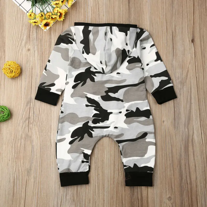 Emmababy Baby Boy Clothes Long Sleeve Camouflage print Rompers warm spring autumn cotton Hooded romper Playsuit |