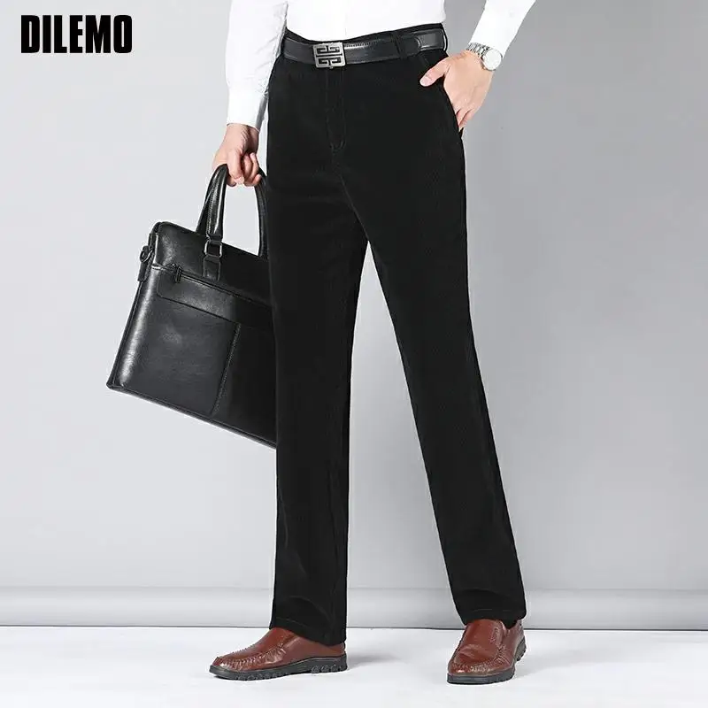 

Top Quality 100% Cotton New Brand Casual Fashion Regular Fit Long Mens Pants Fashions Straight Business Trousers Men Clothing