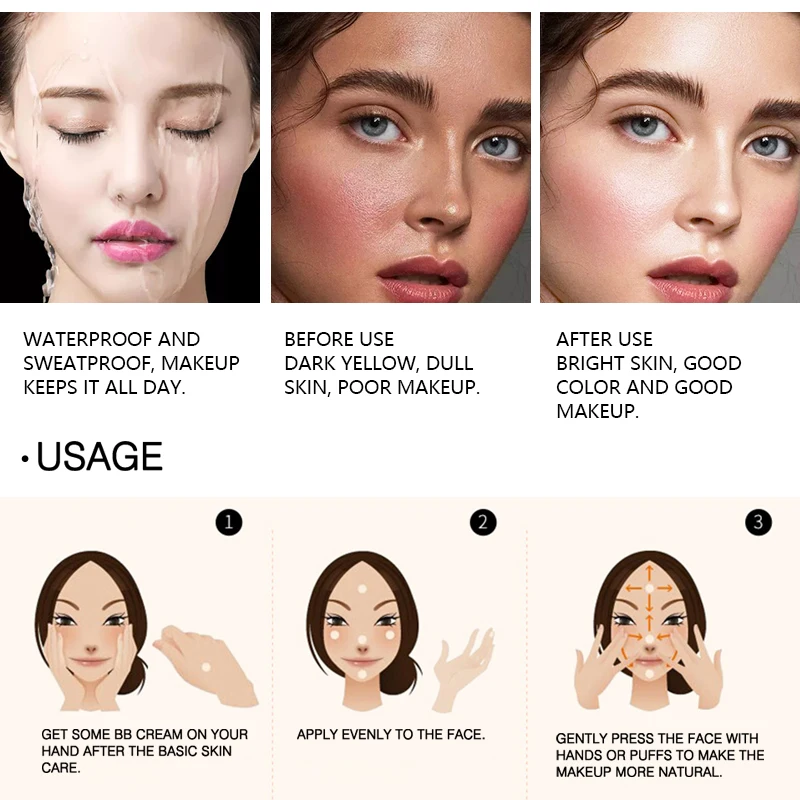 MIXDAIR Liquid Foundation Moisturizing Face Make Up Base BB Cream Whitening Full Coverage Concealer Long Lasting Primer | Красота и