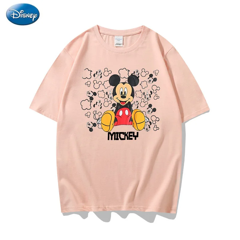 

Disney summer trendy versatile round neck bottom shirt Mickey series printed pure loose and slim cotton T-shirt