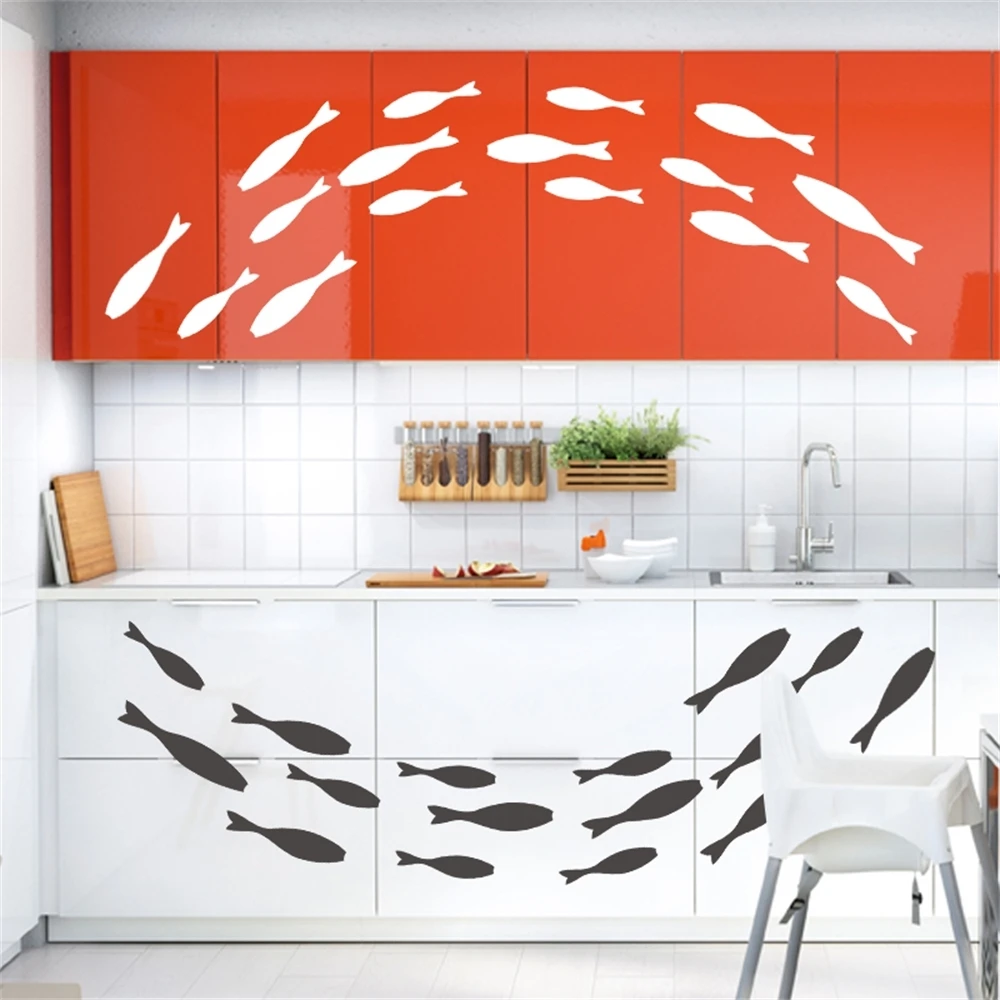 Creative Ocean Fish Group Poster Mall Shop Wall Glass Door Fishes Sticker Personality Window Living Room Decoration | Дом и сад