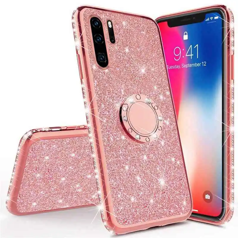 Стразы чехол с кольцом для пальца для HUAWEI Nova 3 3i Honor 7A 7C 7X 8A 8C 8S 8X20 10 Y5 Y6 Y9 бриллиантовый блеск мягкий чехол
