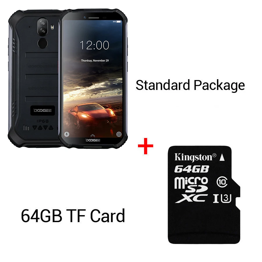 Black N 64GB Card IP68 DOOGEE S40 Lite четырехъядерный 2 ГБ 16 ГБ Android 9,0 прочный мобильный телефон 5,5 дюймов дисплей 4650 мАч МП NFC отпечаток пальца - Цвет: Black N 64GB Card