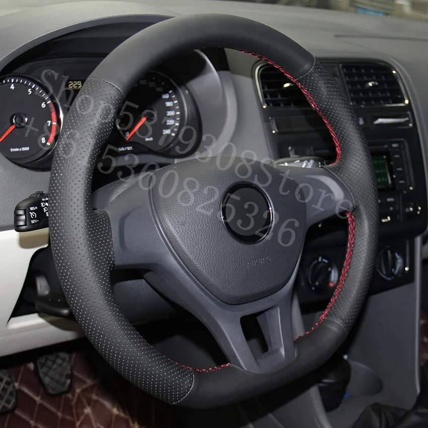 

For Hyundai IX35 2014-2020 Black Leather Car Steering Wheel Covers