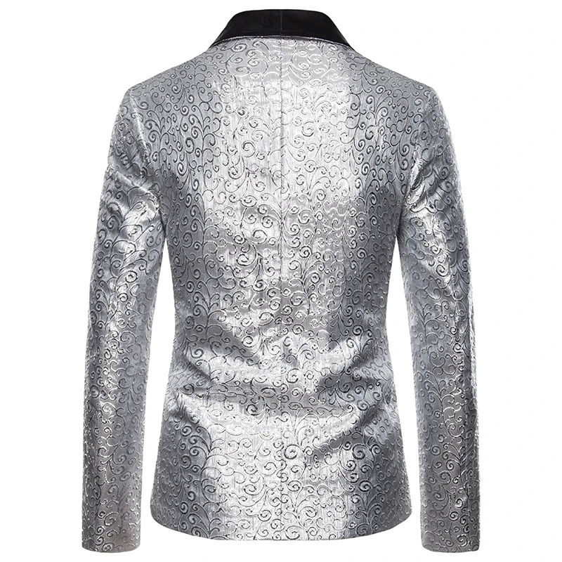 

Loldeal Mens Luxury Velvet Rose Feather Floral Blazer Jacket Slim Fit Casual Sprots Coat