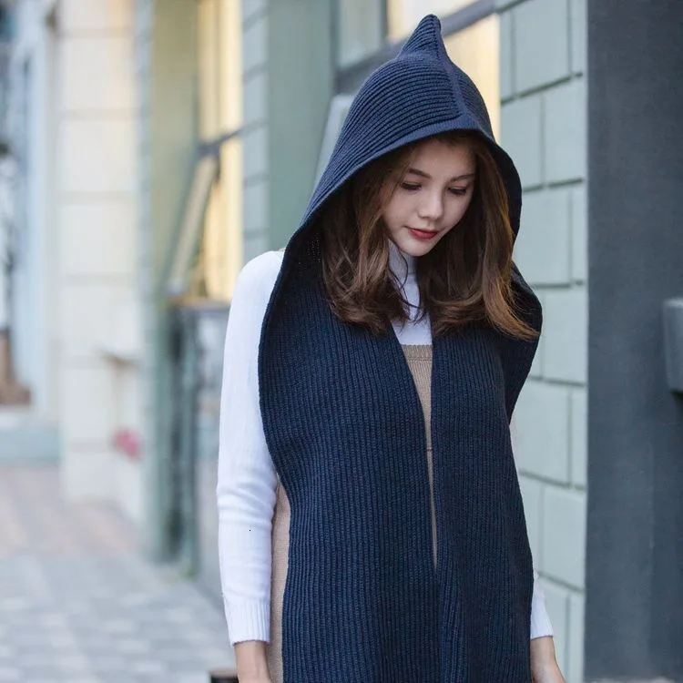 Брендовое женское пончо с капюшоном шапками зимние теплые шерстяные шарфы