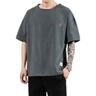 Мужская свободная футболка с коротким рукавом черного и белого цвета, коллекция 2022 года, летняя Классическая однотонная футболка, футболки, повседневная одежда, большие размеры, M-5XL, с круглым вырезом
