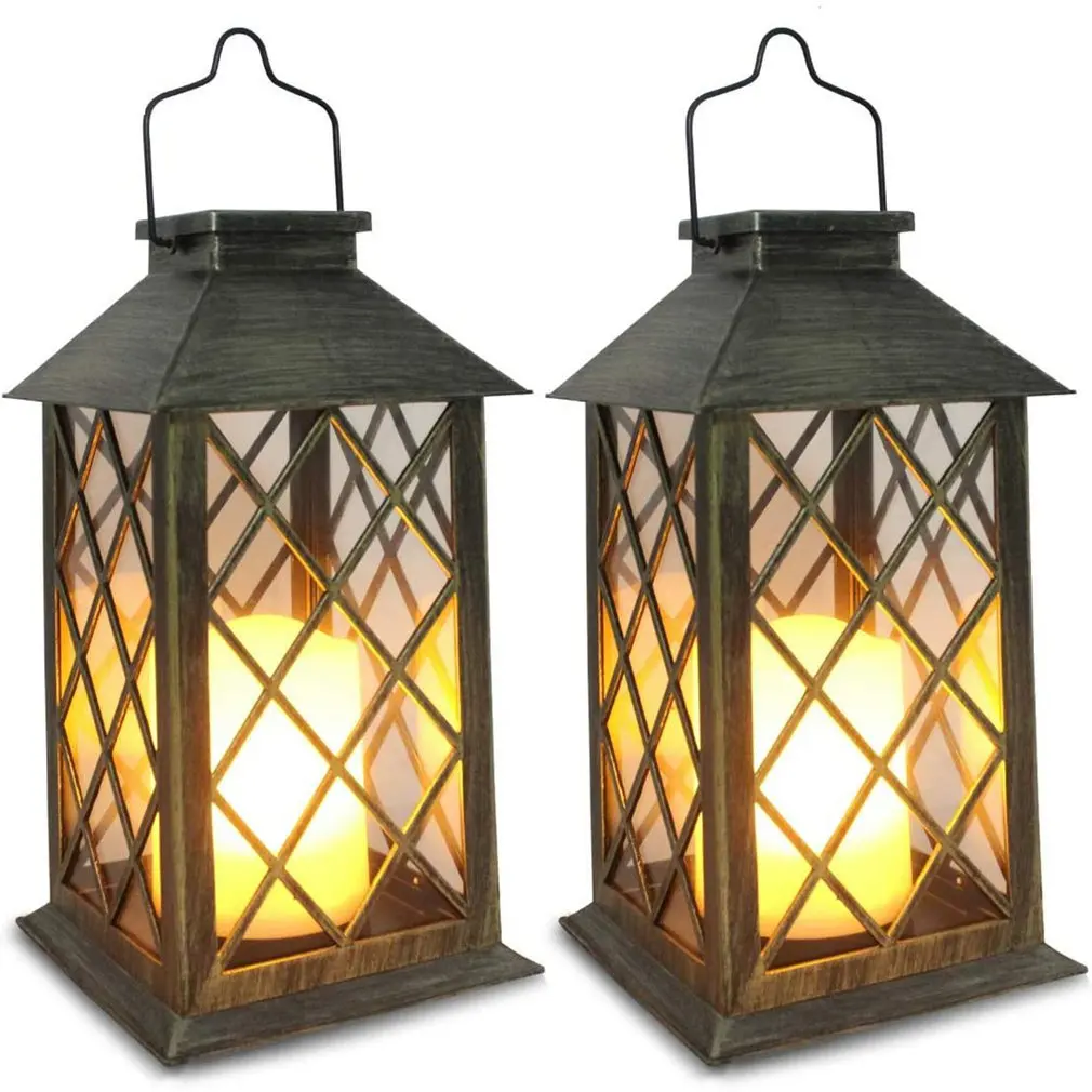 

HOT 2Pcs Solar Lantern,Outdoor Garden Hanging Lantern LED Flickering Flameless Candle Lights for Table,Outdoor,Party Decorative