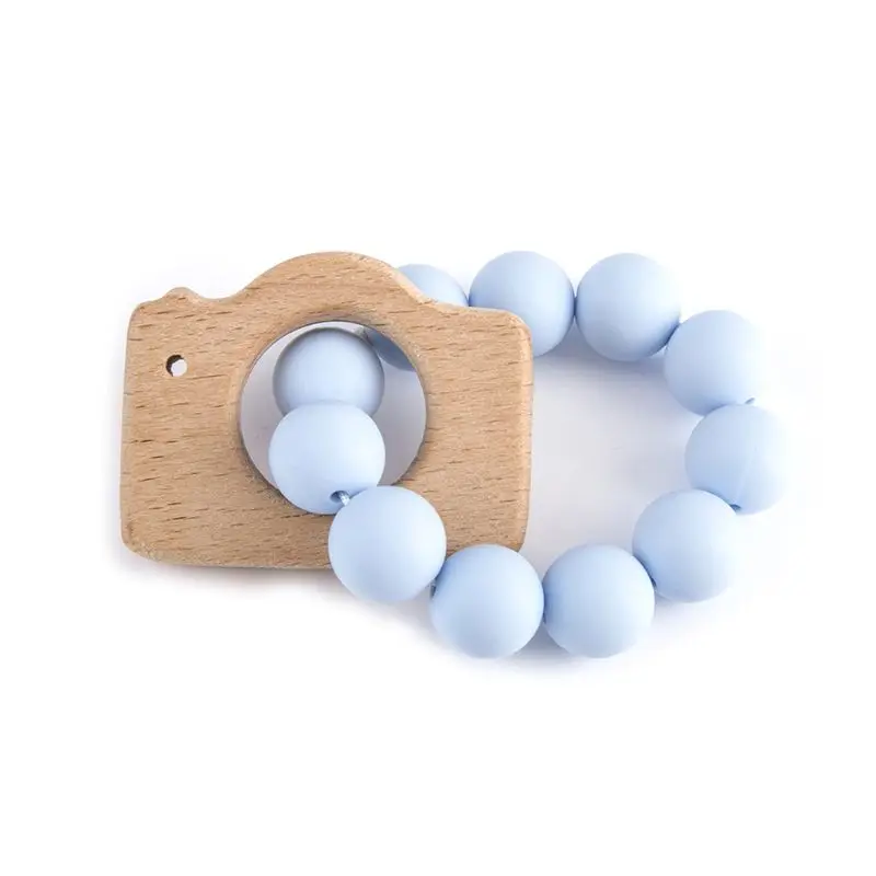 

Newborn Teething Wooden Toy DIY Baby Children Silicone Beaded Decoration 19QF
