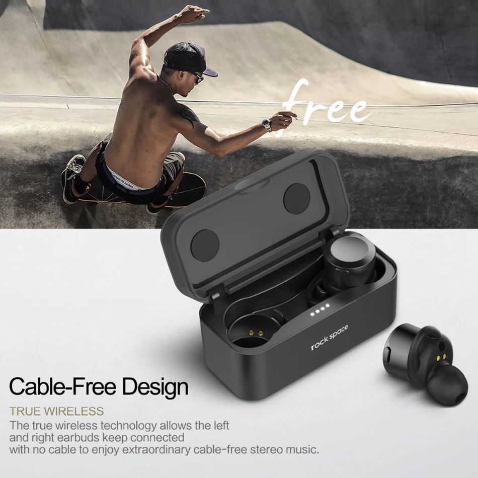 ROCK TWS True беспроводные bluetooth-наушники 4,1 версия мини-наушники-вкладыши стерео звук с микрофоном зарядная коробка для наушников для iPhone Xiaomi