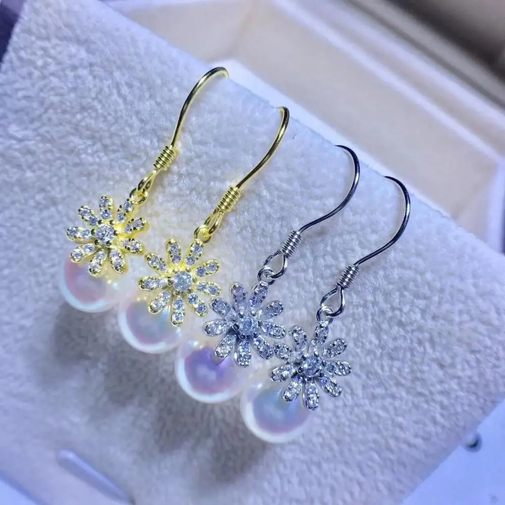 

S925 Sterling Silver Drop Earrings Settings Fashion Beautiful Earrings Findings Jewelry Parts Fittings Women's Accessories