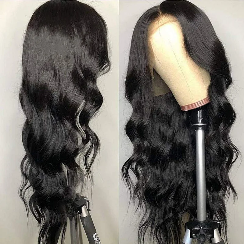 

Peruvian Body Wave Wig Pre Plucked Hairline Lace Part Wig For Black Women 150% Density Frontal Lace Wig Remy Natural Long Wig