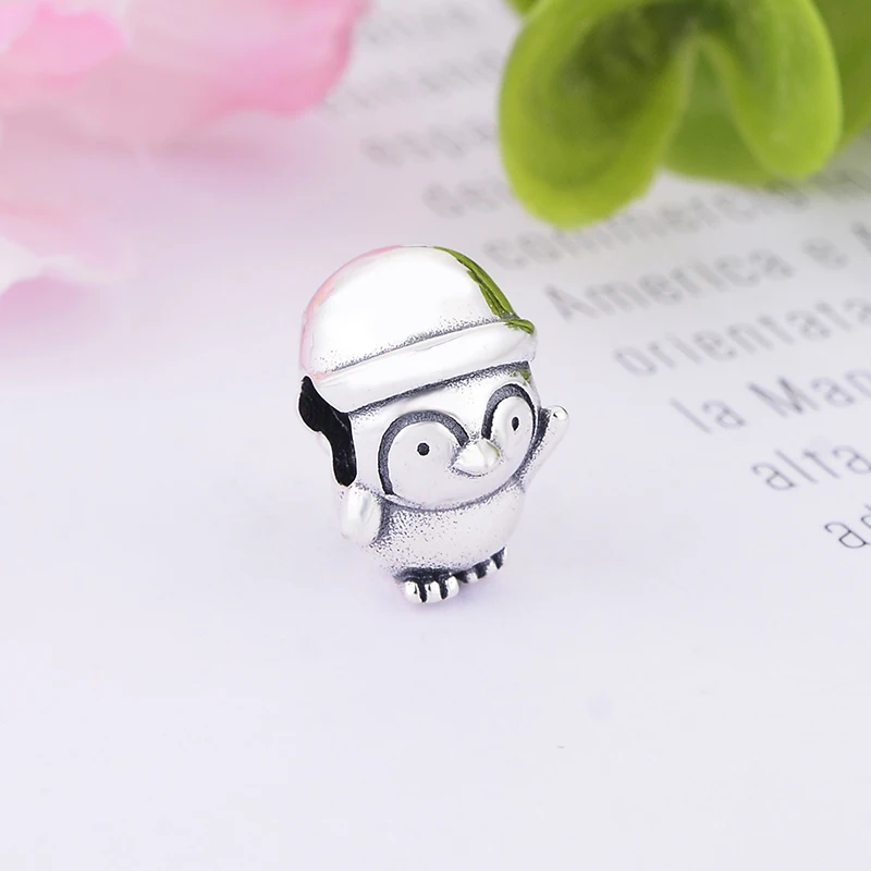 100% серебряные бусины в форме пингвина с животными подходят для оригинальных