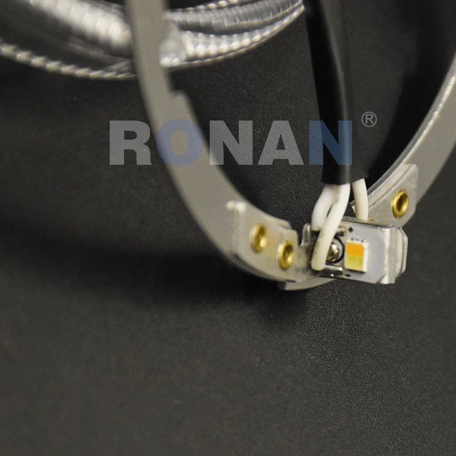 Фото RONAN 2 шт. 80 мм 95 мм светодиодный световод оптический ангельские глазки DRL кольцо супер яркое для 2,5 3,0 Биксеноновые Проекционные линзы кожухи №5