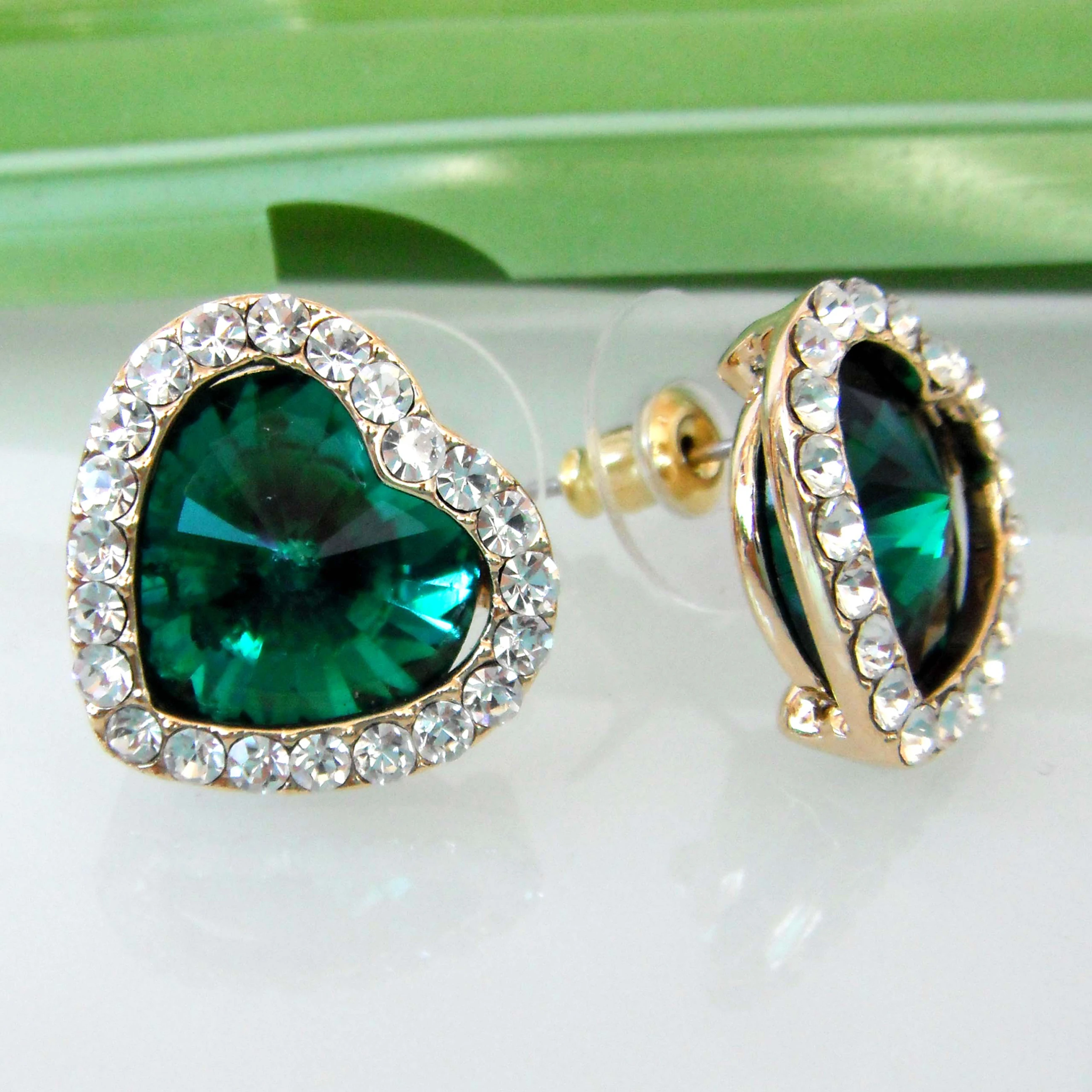 Серьги гвоздики в форме сердца Navachi желтые серьги с кристаллами из кубического