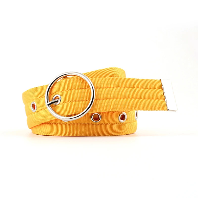 

Women canvas belt Newest Round buckle belts female leisure jeans wild pin metal buckle Women strap belt