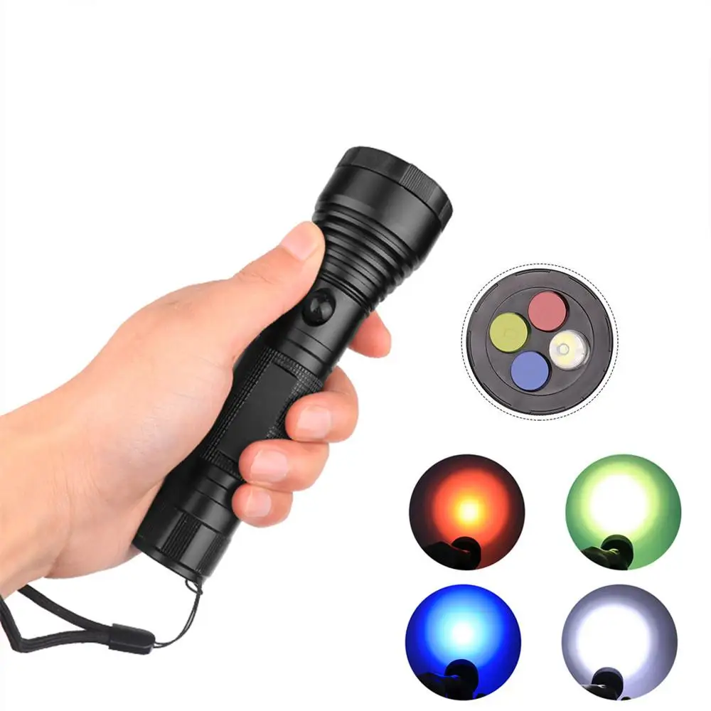 

HiMISS High Power 4 Colors LED Flashlight Portable Camping Light Emergency Signal Light XPE Multifunctional Flashlight