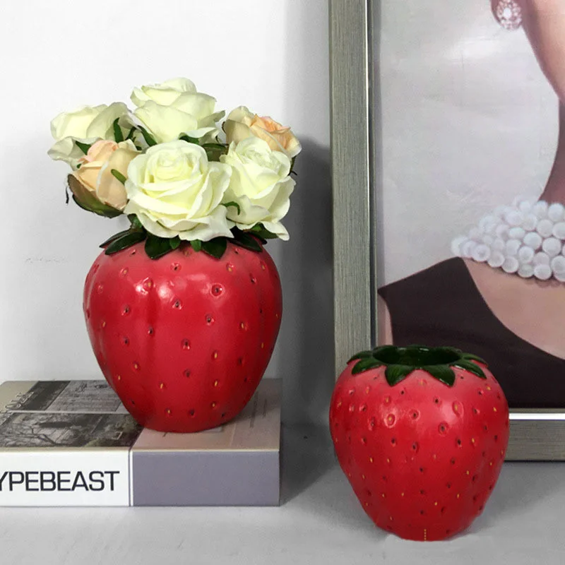 

Реалистичная Скандинавская каучуковая ваза для засушенных цветов в виде клубники, украшение для дома и ресторана, декоративное украшение