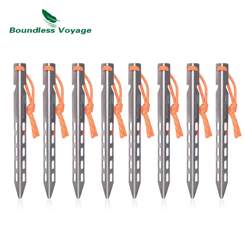 Boundless Voyage Titanium Tent Pegs Outdoor Camping Tent Stakes Tent Accessories Heavy Duty Aluminum Alloy Pegs Nails 4/6/8pcs