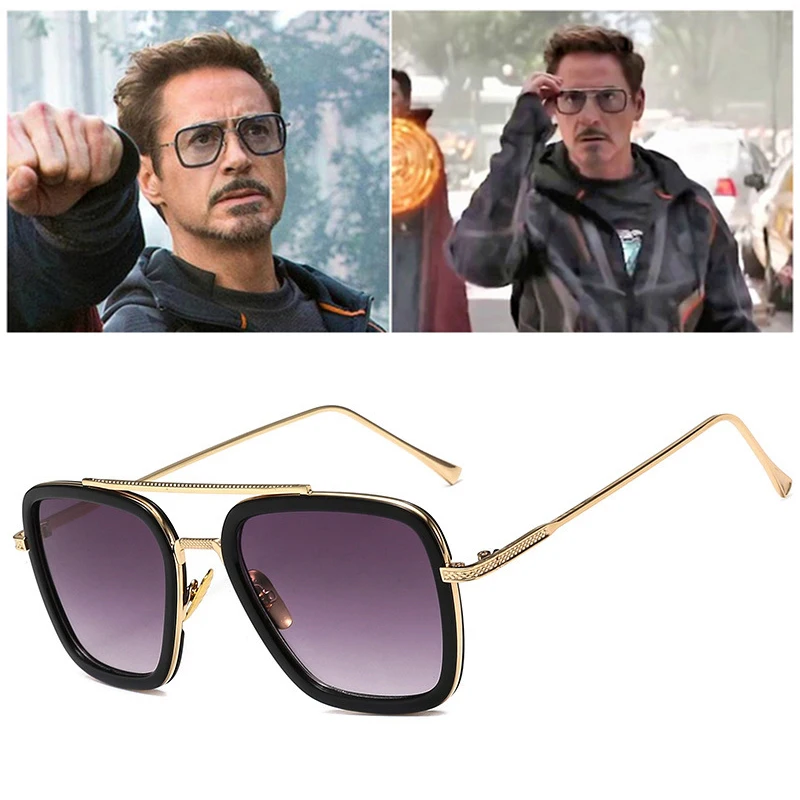 

Luxury Steampunk Men Sunglasses Tony Stark Iron Man Sun Glasses Vintage Metal Eyewear Steam Punk Sunglass UV400 Male Female